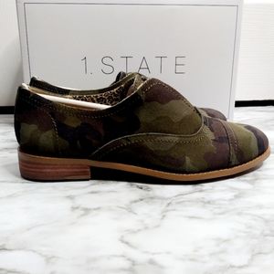 New 1.State FREDIE Skimmer Camo Suede Loafers 6.5M